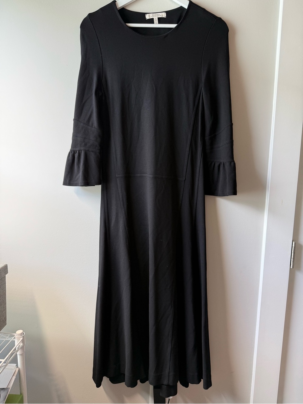Dorothee Schumacher Black Bell Sleeve Midi Dress Size 3 Made in Portugal